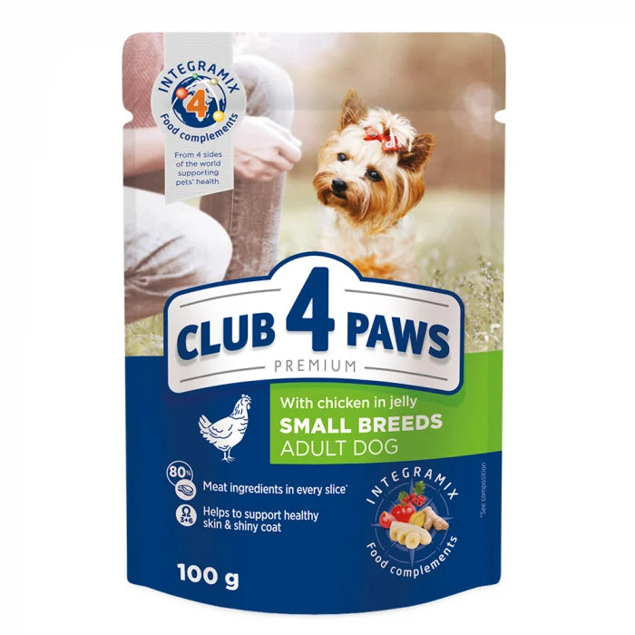 Club 4 Paws Hrana umeda caini talie mica - Gaina in jeleu, set 24*100g